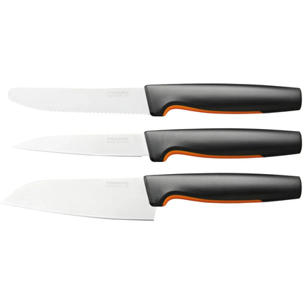 Fiskars knivset med svarta och orange handtag, köksknivar hos Nordic Cookware