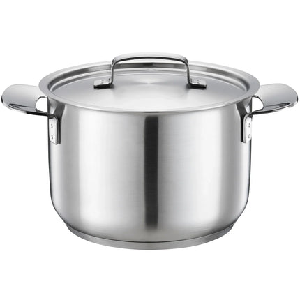 Rostfri gryta med lock och handtag från Nordic Cookware på vit bakgrund