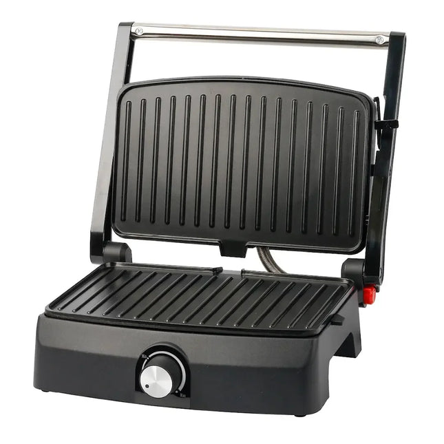 Kontaktgrill i svart med räfflade grillplattor, köksapparat från Nordic Cookware