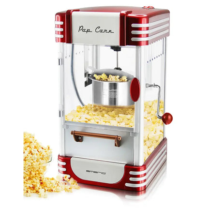 Röd retro popcornmaskin med färsk popcorn, köksmaskin från Nordic Cookware