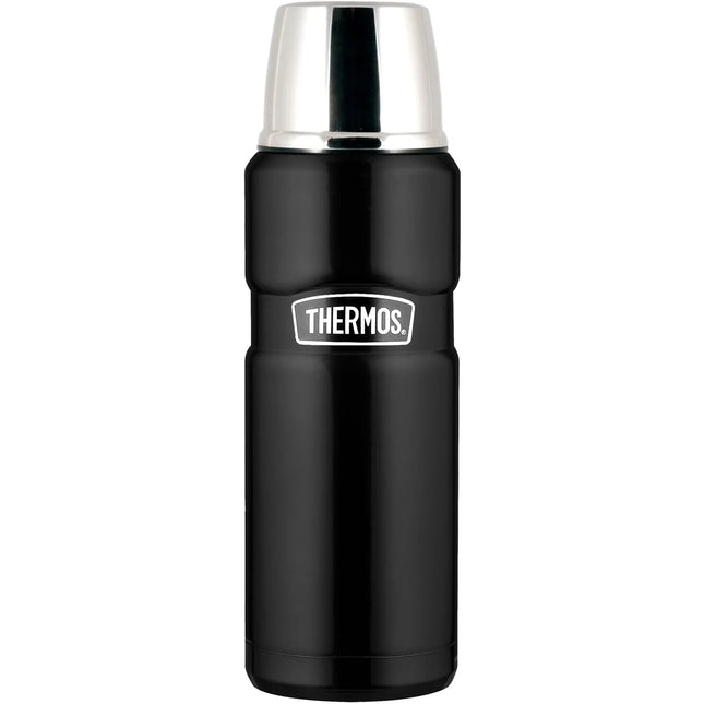 Svart termosflaska Thermos med lock, stål och svart design, Nordic Cookware
