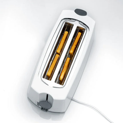 Modern vit brödrost med fyra skivor rostat bröd, Nordic Cookware köksapparat