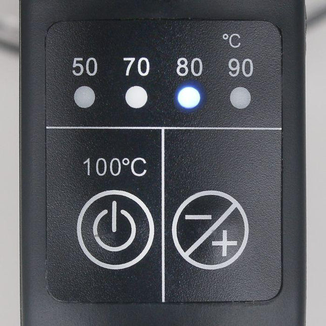 Temperaturpanel för vattenkokare, Nordic Cookware, inställt på 80°C med kontrollampor