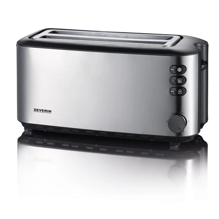 Rostfri Severin brödrost med två fack och knappar, modern köksprodukt Nordic Cookware