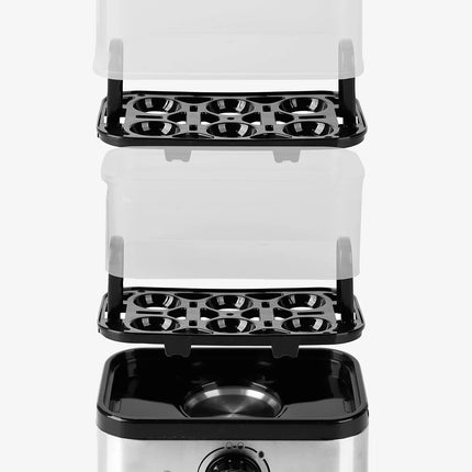 Dubbel vånings äggkokare i rostfritt stål med transparent lock från Nordic Cookware