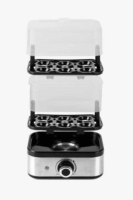 Dubbel vånings äggkokare i rostfritt stål med transparent lock från Nordic Cookware