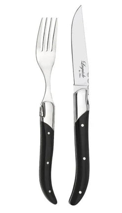 Laguiole By Hâws 6 grillknivar och 6 gafflar i svart trä