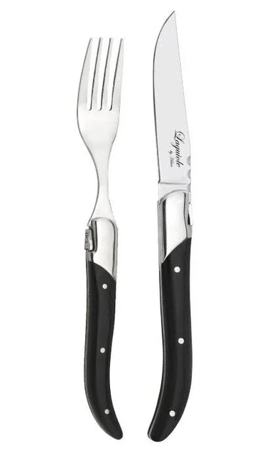 Laguiole By Hâws 6 grillknivar och 6 gafflar i svart trä