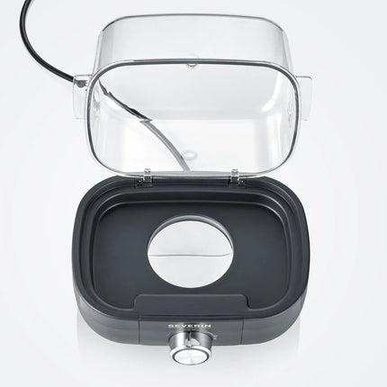 Elektrisk svart Severin köksmaskin med glaslock, modern design, Nordic Cookware