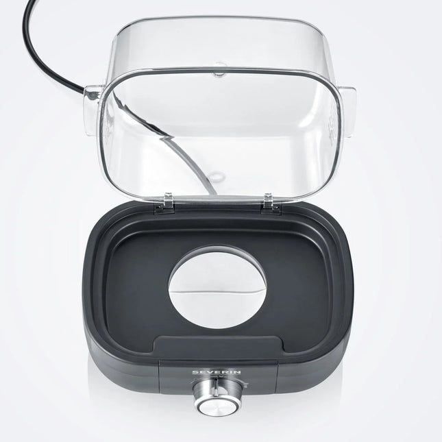 Elektrisk svart Severin köksmaskin med glaslock, modern design, Nordic Cookware