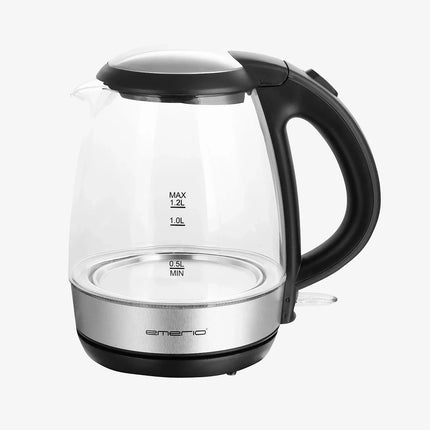 Glasvattenkokare med svart handtag och lock, Nordic Cookware kökstillbehör