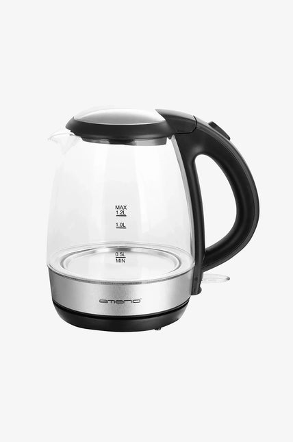 Glasvattenkokare med svart handtag och lock, Nordic Cookware kökstillbehör