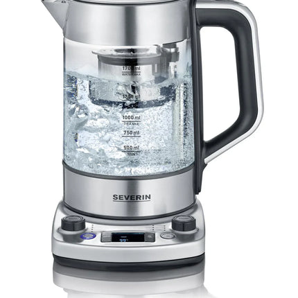 Glas vattenkokare Severin med digital kontrollpanel, design från Nordic Cookware