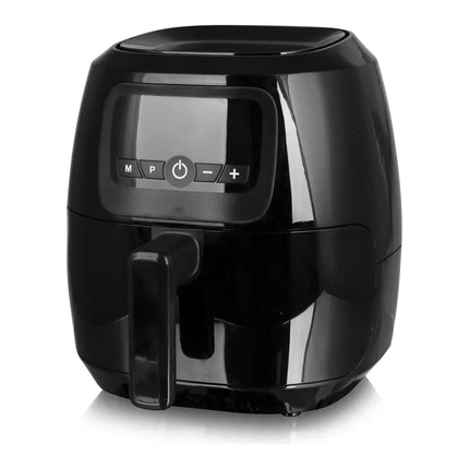 Svart airfryer med digital panel från Nordic Cookware, modern köksutrustning.