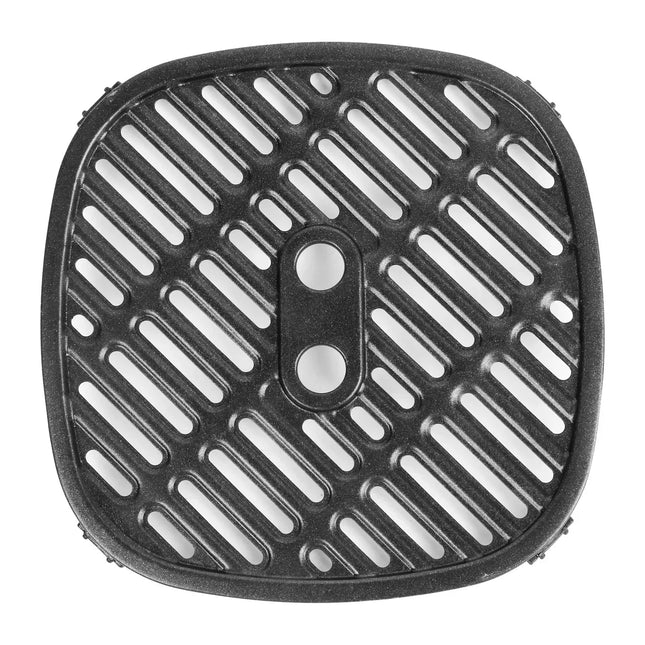 Svart grillinsats i gjutjärn från Nordic Cookware, kvadratisk med diagonala ribbor.