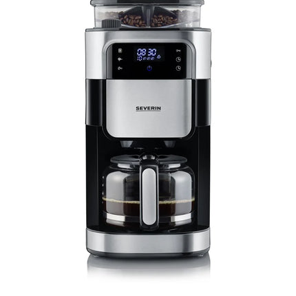 Severin kaffebryggare med bönbehållare, digital display och glaskanna, Nordic Cookware