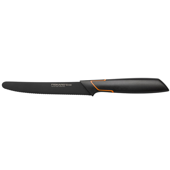 Fiskars Edge brödkniv med svart handtag, modernt köksredskap, Nordic Cookware