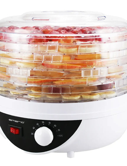 Matdehydrator med transparent lock, fylld med frukt, från Nordic Cookware på vit bakgrund.