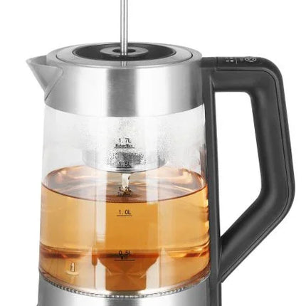 Elektrisk tekanna i glas och rostfritt stål med svart handtag från Nordic Cookware