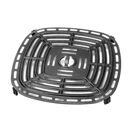 Svart fyrkantigt gjutjärnsgaller för kök från Nordic Cookware på vit bakgrund