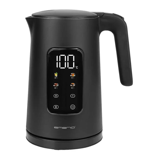 Svart vattenkokare med digital display och touchkontroller från Nordic Cookware