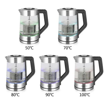 Nordic Cookware elektrisk vattenkokare i glas med fem temperaturinställningar, 50–100°C