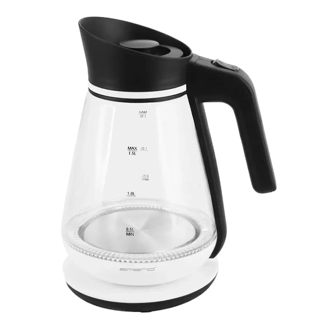 Modern elektrisk vattenkokare i glas med svart handtag, Nordic Cookware kökstillägg