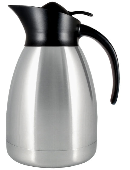 Rostfri termoskanna med svart handtag och lock från Nordic Cookware