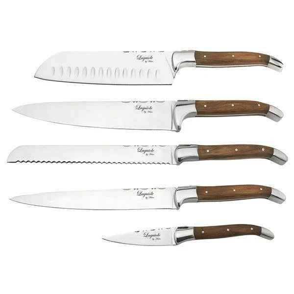 Knivset 5 delar olivträ