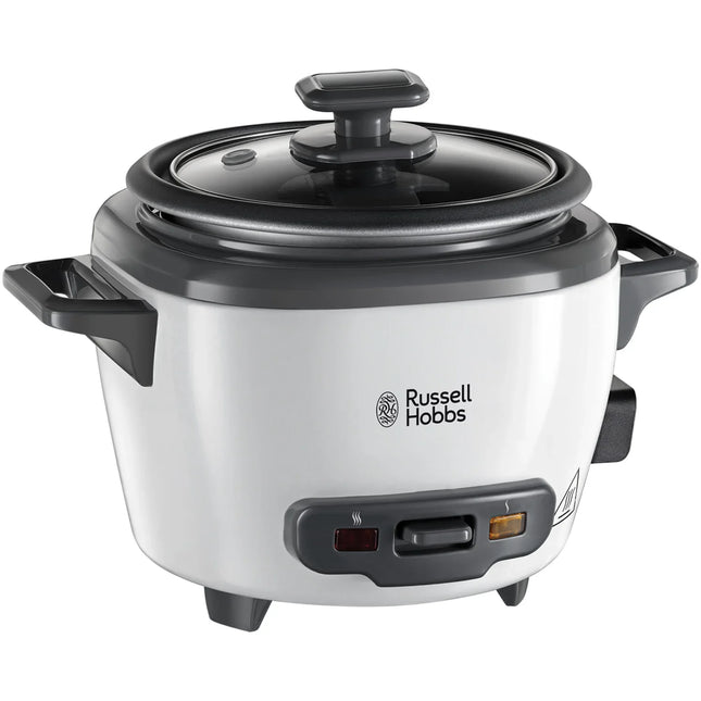 Russell Hobbs riskokare i vitt från Nordic Cookware, modern design med glaslock och handtag.
