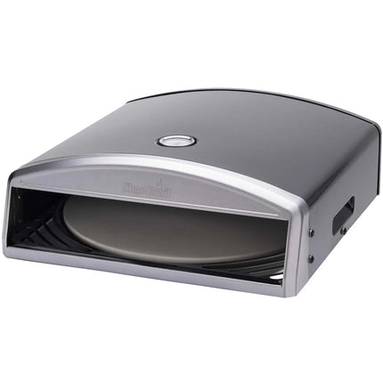 Modern pizzaugn i rostfritt stål från Nordic Cookware, med termometer på locket.