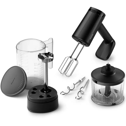 Svart elvisp och mixerset med tillbehör, Nordic Cookware köksredskap.