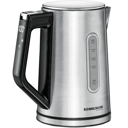 Modern elektrisk vattenkokare i rostfritt stål med digital display, Nordic Cookware