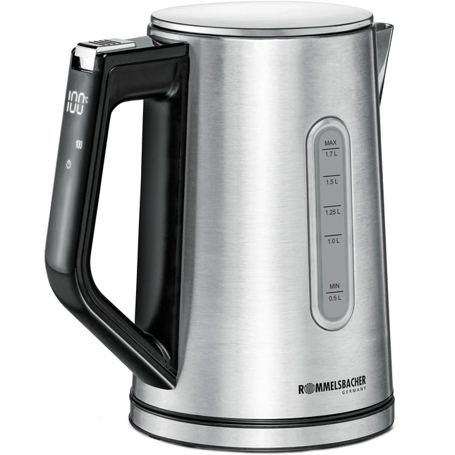 Modern elektrisk vattenkokare i rostfritt stål med digital display, Nordic Cookware