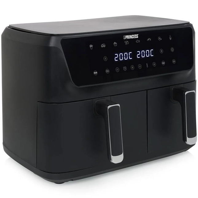 Svart digital airfryer med dubbla korgar, touchpanel och display, Nordic Cookware kök