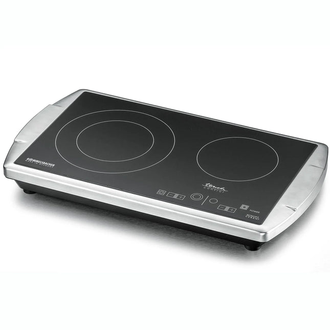 Dubbel induktionshäll i svart glas med touchkontroll, modern design från Nordic Cookware