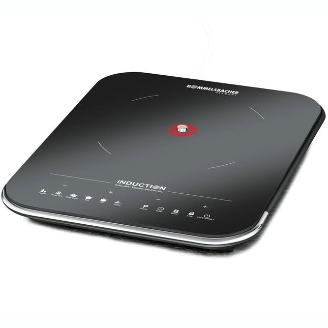 Modern induktionshäll från Rommelsbacher, elegant svart design, Nordic Cookware köksprodukt