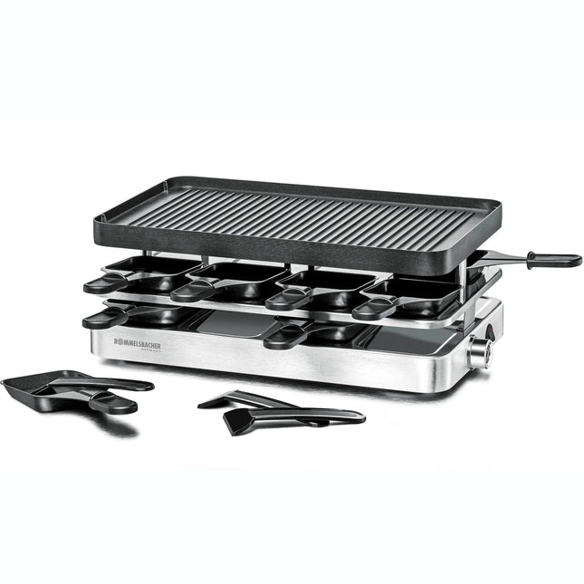 Raclettegrill i rostfritt stål med non-stick grillplatta och flera småpannor, Nordic Cookware