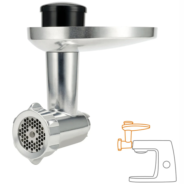 Köttkvarnstillbehör i rostfritt stål för köksmaskin, Nordic Cookware, vit bakgrund