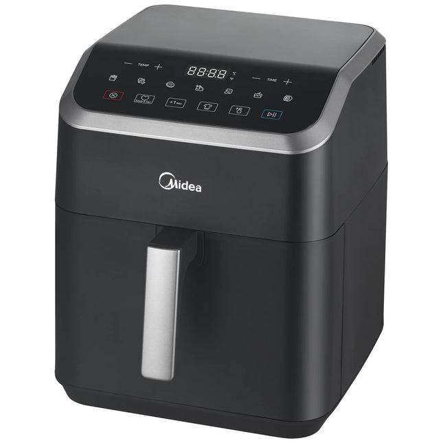 Midea airfryer svart med digital kontrollpanel, modern köksmaskin från Nordic Cookware