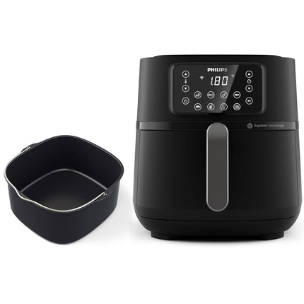 Svart Philips airfryer med avtagbar behållare, modern design från Nordic Cookware