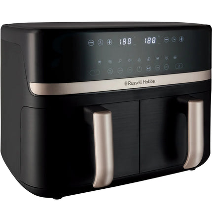 Svart dubbelluftfritös Russell Hobbs med digital touchskärm, köksmaskin från Nordic Cookware