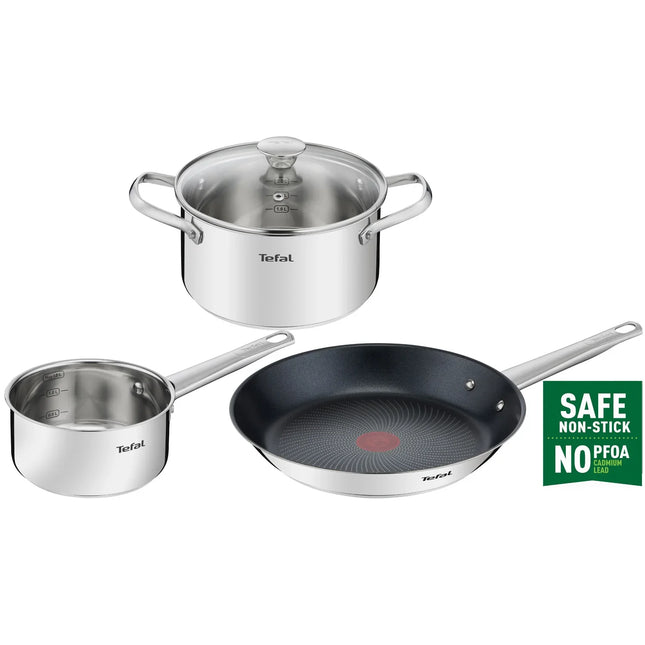 Tefal kastrullset i rostfritt stål med stekpanna, kastrull och gryta, Nordic Cookware