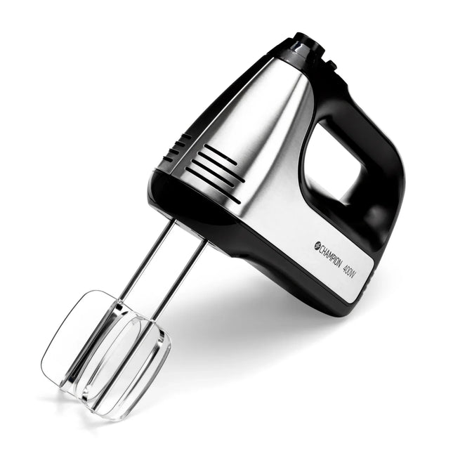 Svart och silver elvisp Champion 400W mot vit bakgrund, Nordic Cookware köksmaskin