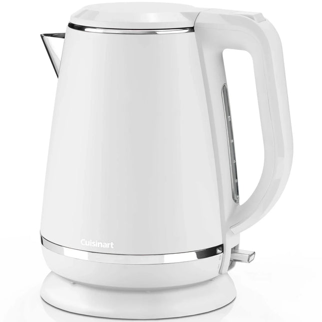 Vit elektrisk vattenkokare, modern design från Nordic Cookware, fri på vit bakgrund