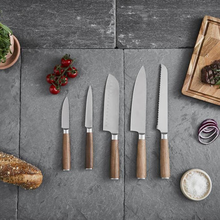 Haws Santo 5-delat kockknivsset, valnöt