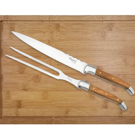 Laguiole By Hâws Förskärarknivset (Förskärkniv, Stekgaffel och Skärbräda)