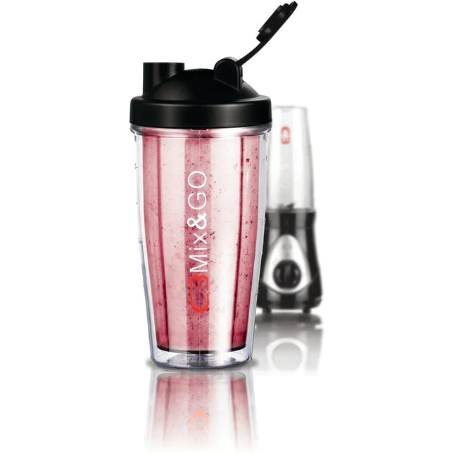 Mix & Go blenderflaska 500ml med bärsmoothie, svart lock, Nordic Cookware