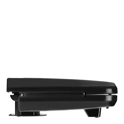 Svart elektrisk bordsgrill sedd från sidan, Nordic Cookware köksprodukt