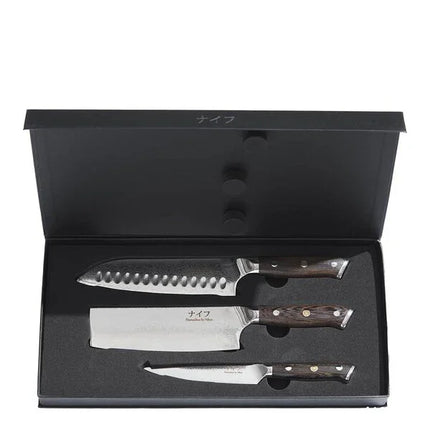 Wengé knivset 3 delar brun